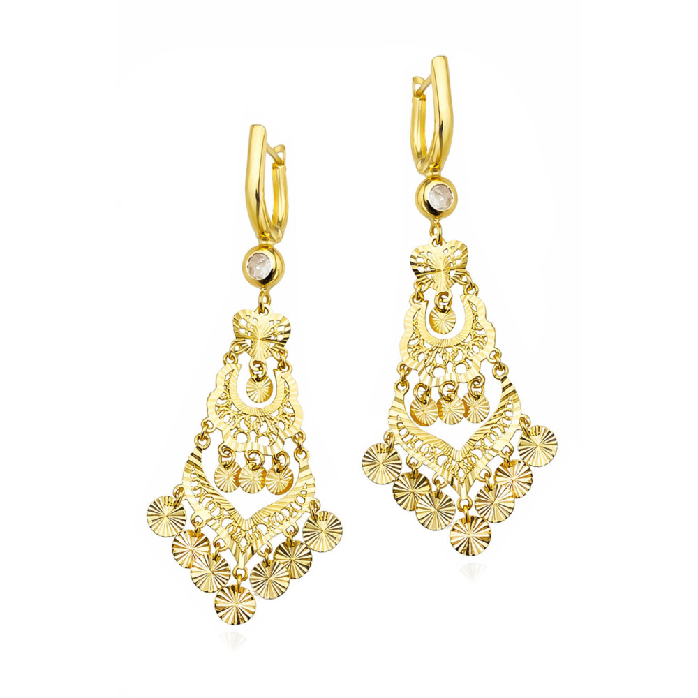 Gold Ohrringe mit Zirkonia Ohrhänger Ohrstecker Ohrschmuck Paar Gelbgold 585er 14KT