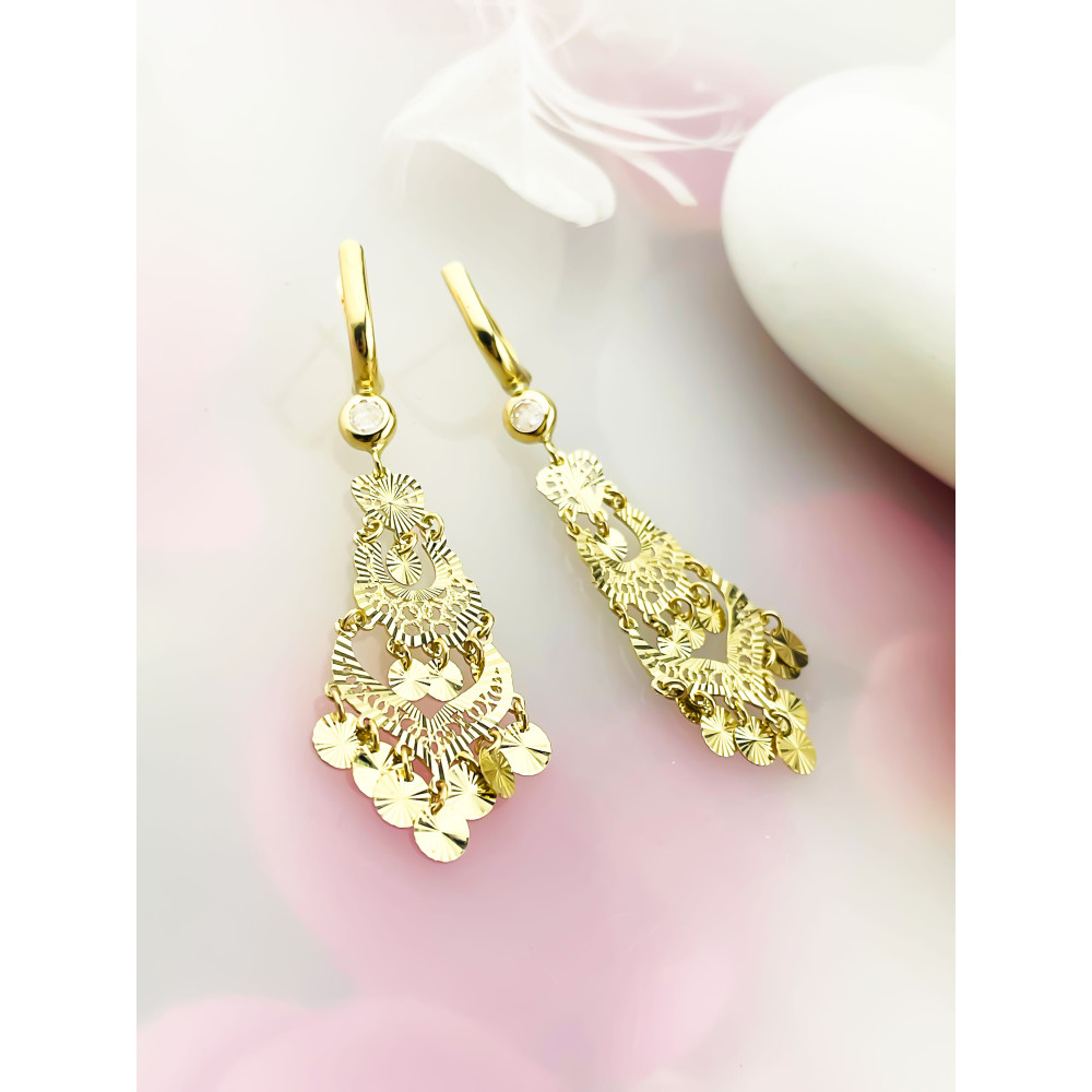 Gold Ohrringe mit Zirkonia Ohrhänger Ohrstecker Ohrschmuck Paar Gelbgold 585er 14KT