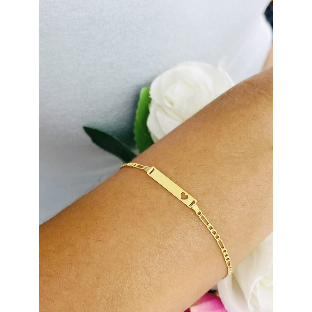 Damen Gold Armband Armkette Anhänger Herz Figaro