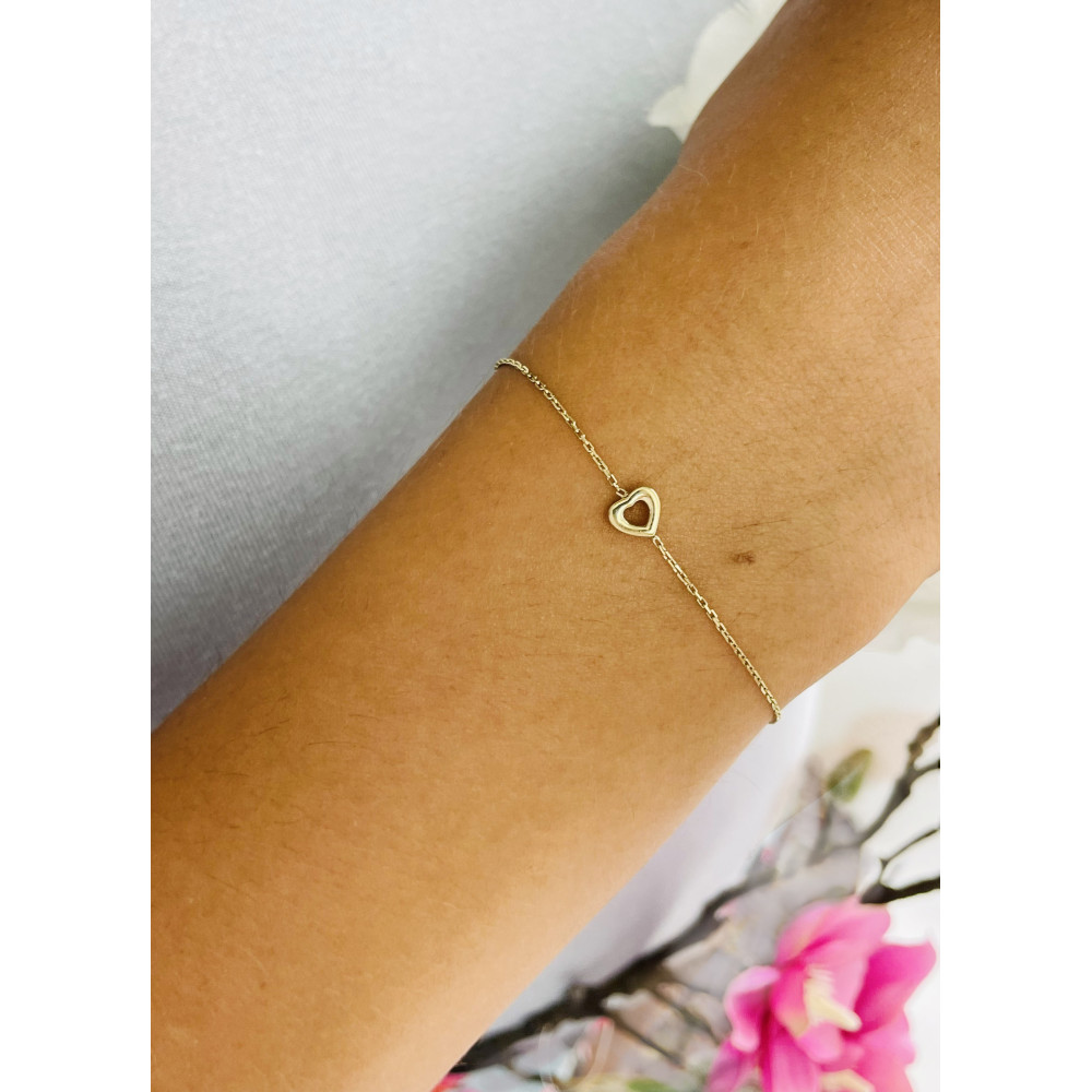 Damen Gold Armband Armkette Anhänger Herz