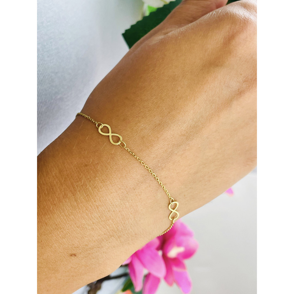 Złota bransoletka celebrytka serce nieskończoność