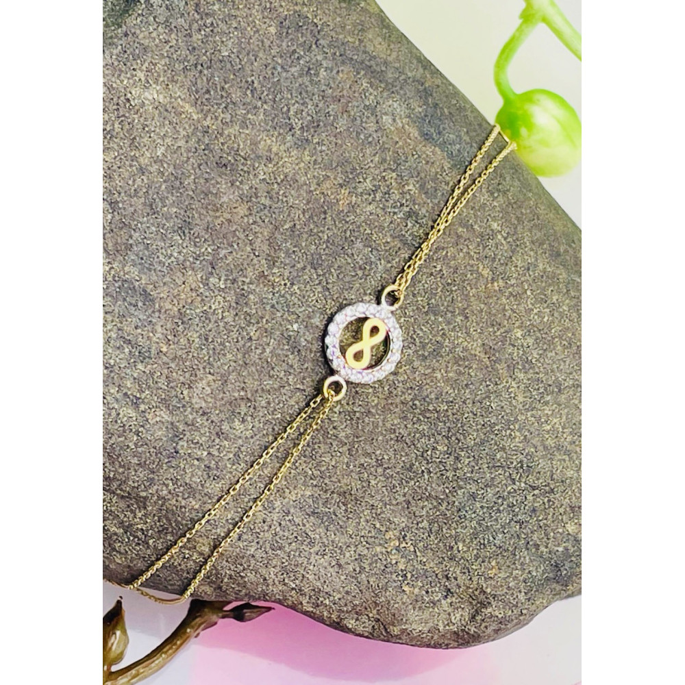 Damen Gold Armband Armkette Anhänger Infinity Unendlichkeitszeichen