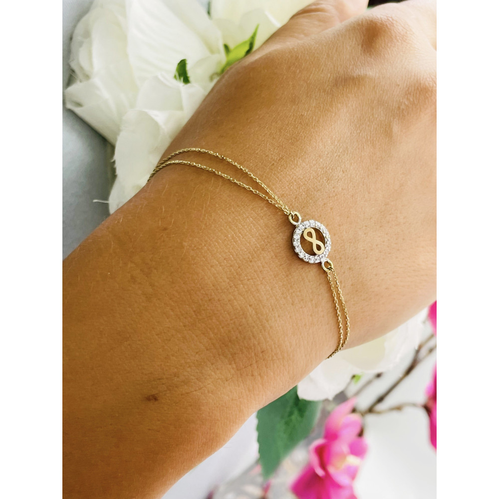 Damen Gold Armband Armkette Anhänger Infinity Unendlichkeitszeichen