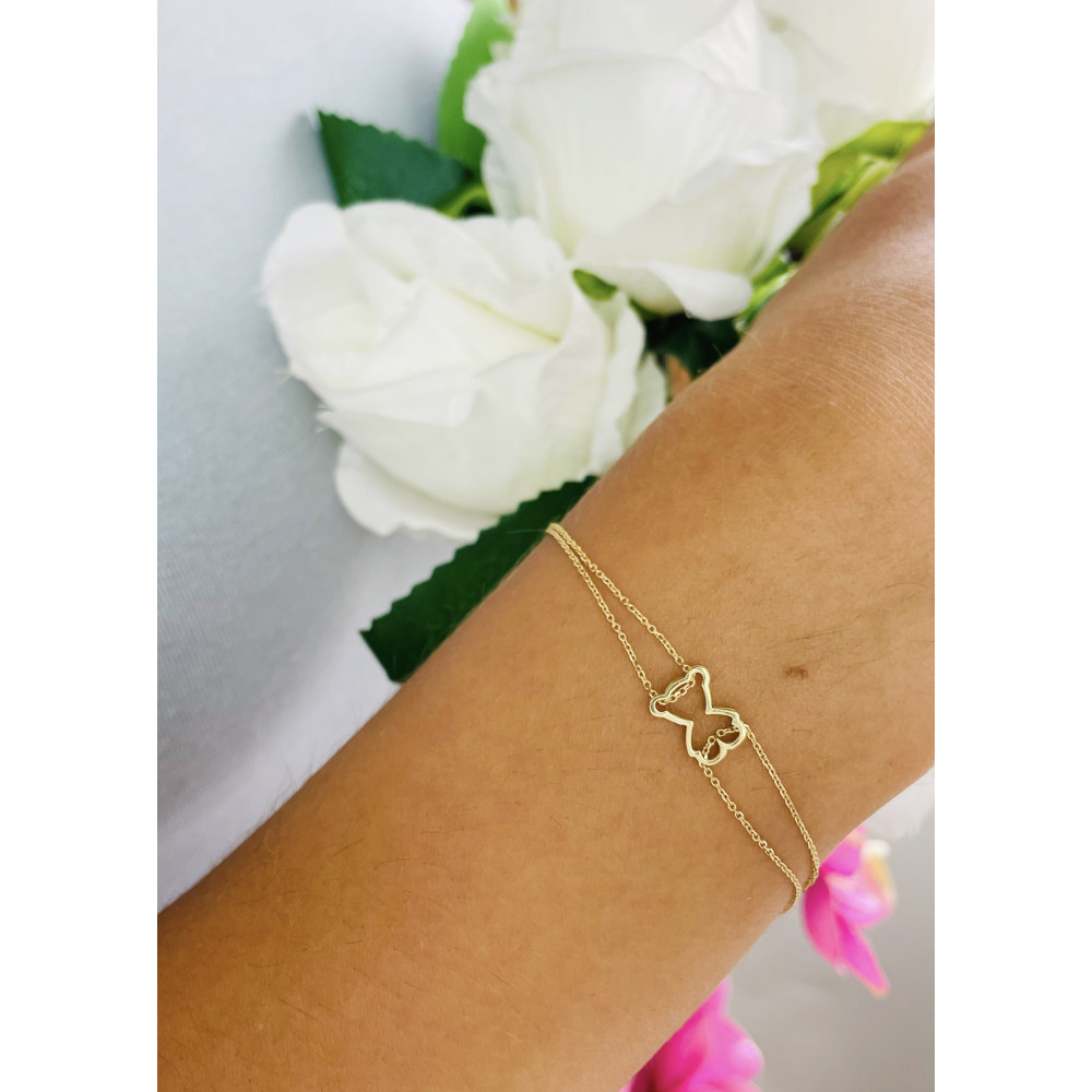 Damen Gold Armband Armkette Anhänger Bär