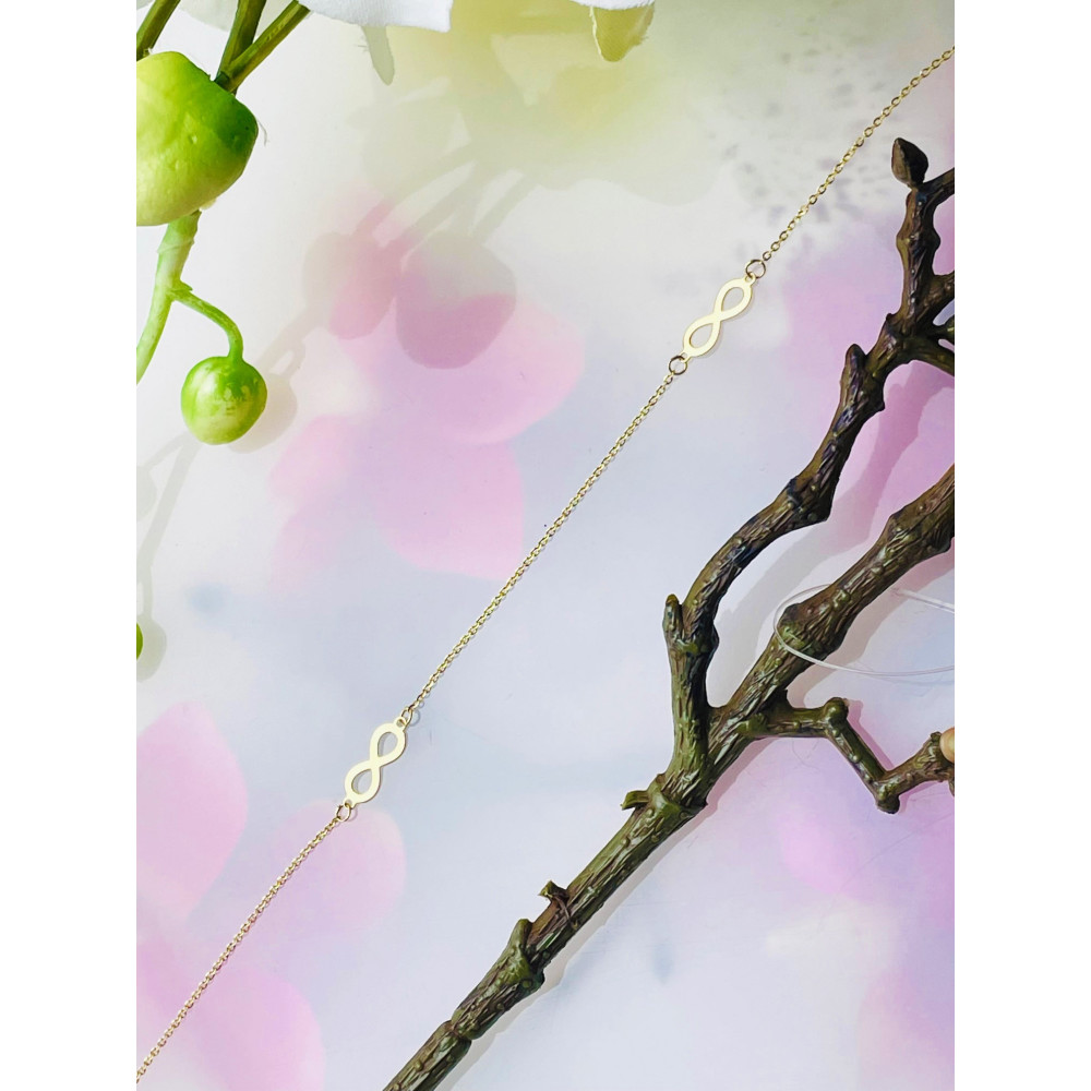 Złota bransoletka celebrytka serce nieskończoność