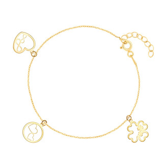 Damen Gold Armband Armkette Anhänger Herz Kleeblatt Infinity