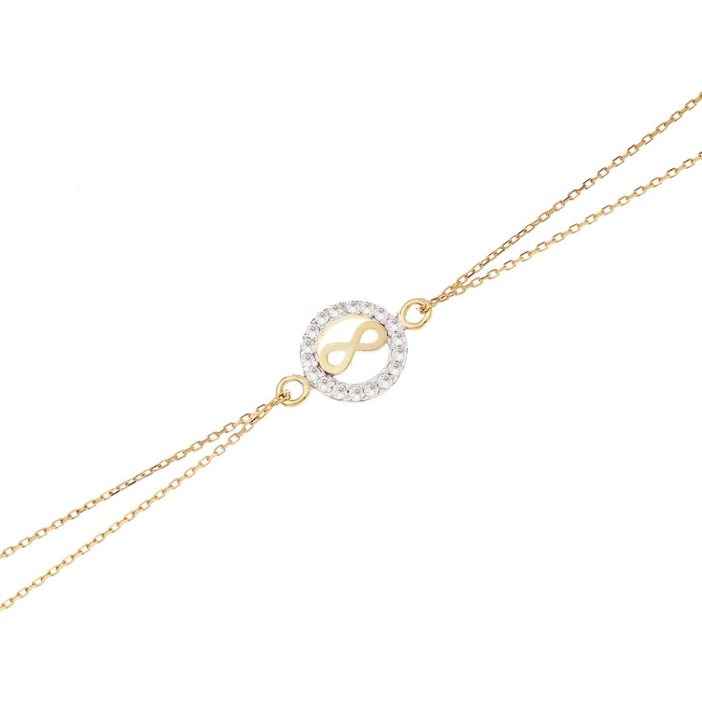 Damen Gold Armband Armkette Anhänger Infinity Unendlichkeitszeichen