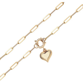 Złoty naszyjnik łańcuszkowy duże ogniwa ankier z sercem