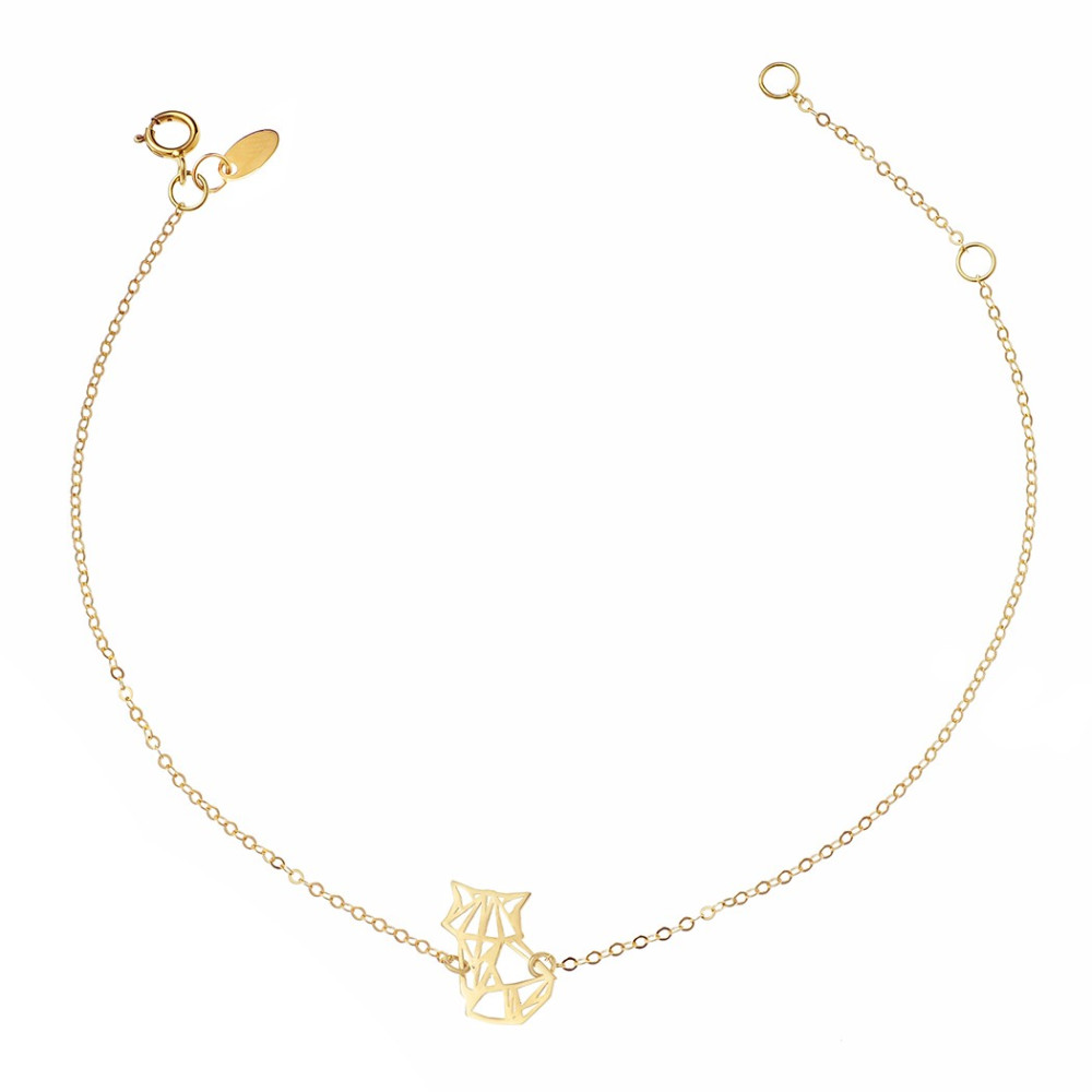 Złota bransoletka ażurowy kot