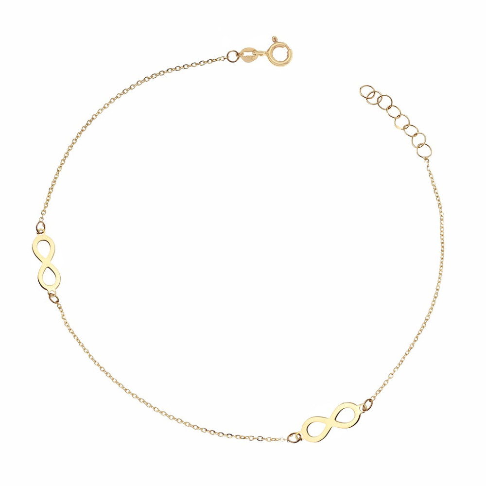 Złota bransoletka na nogę nieskończoność