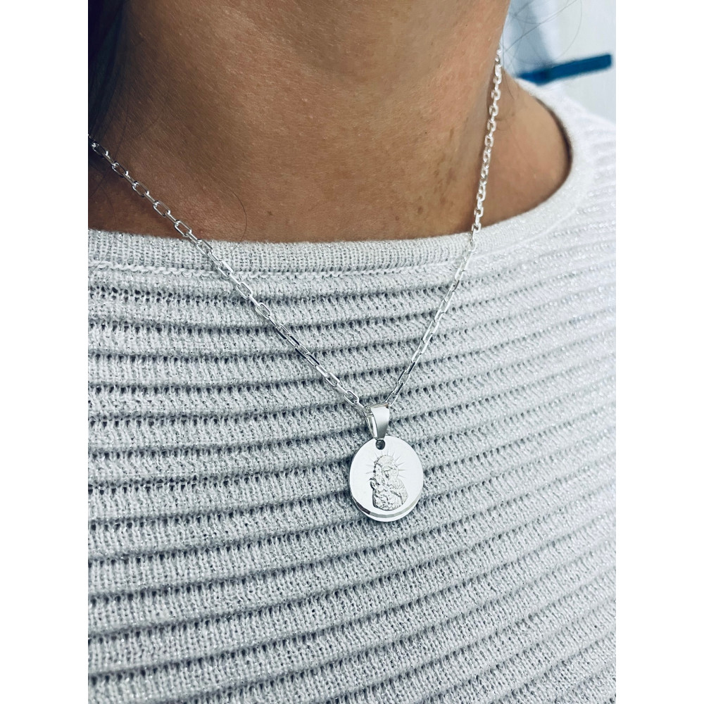 Silber Anhänger Madonna Maria mit Jesuskind Erstkommunion 925er