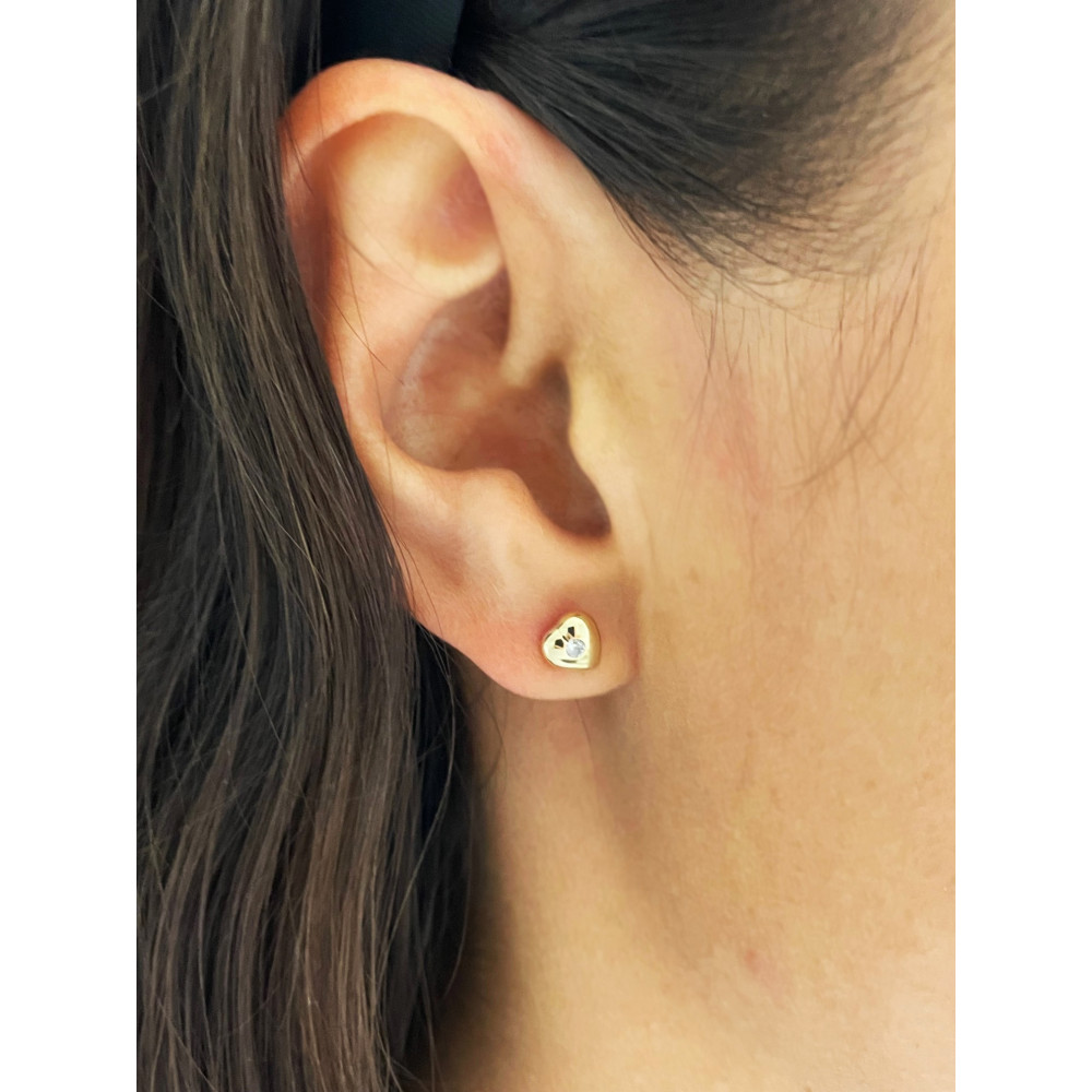 Złote kolczyki serduszka z cyrkoniami