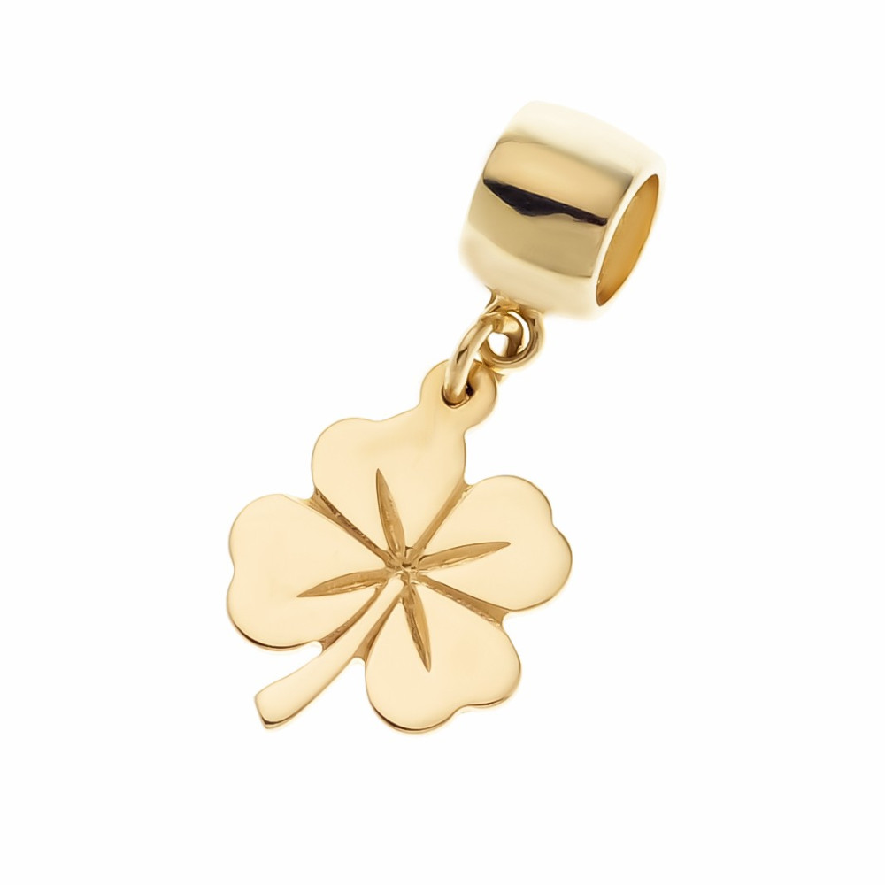 Złota zawieszka charms koniczynka