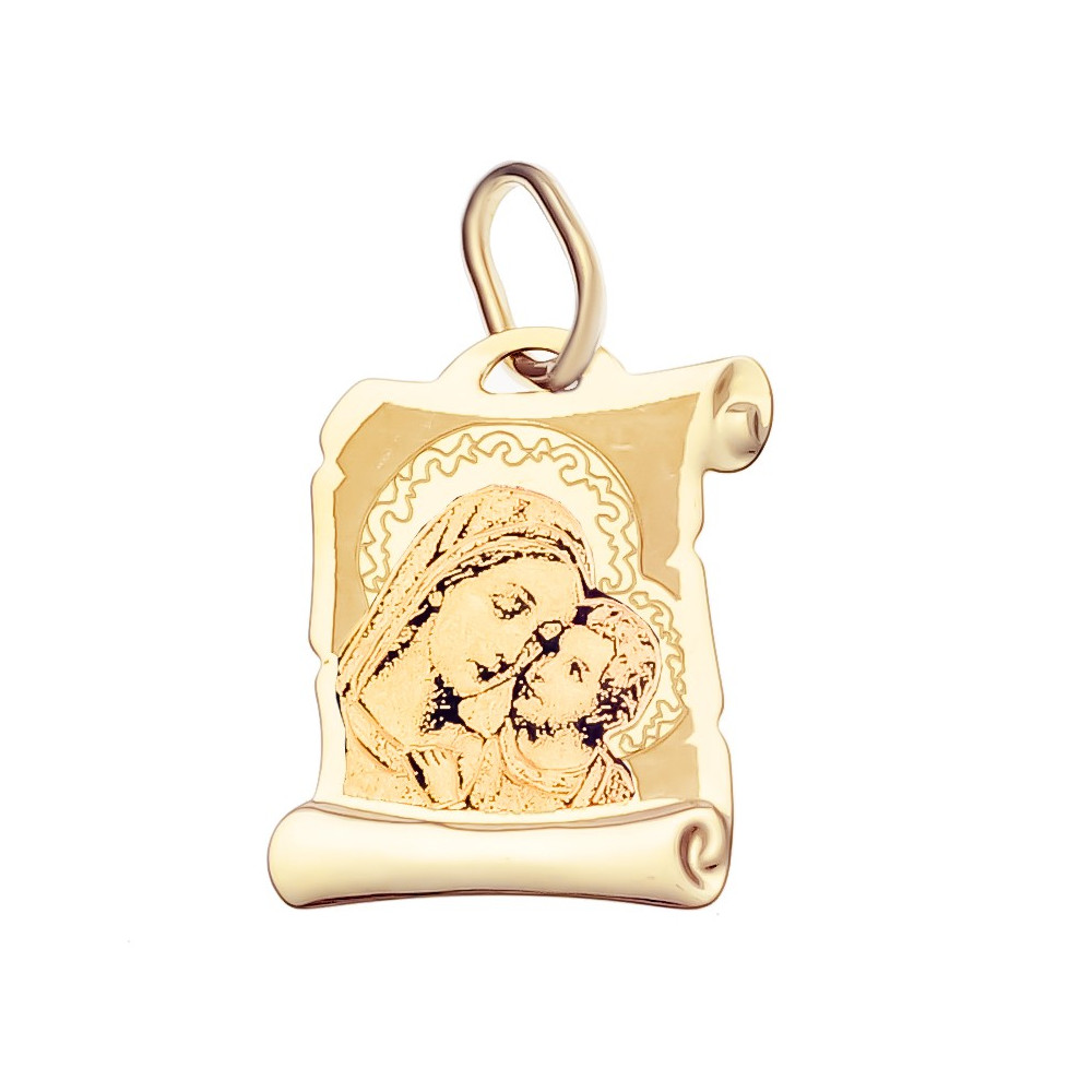 Anhänger Jesus Christus Madonna Maria mit Jesuskind Kettenanhänger Gelbgold