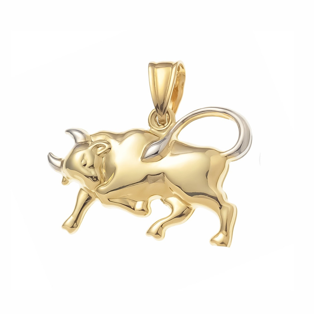 Złoty wisiorek zawieszka znak zodiaku byk figurka