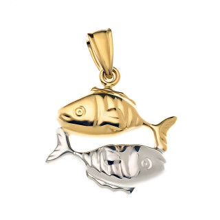 Złoty wisiorek zawieszka znak zodiaku ryby figurka