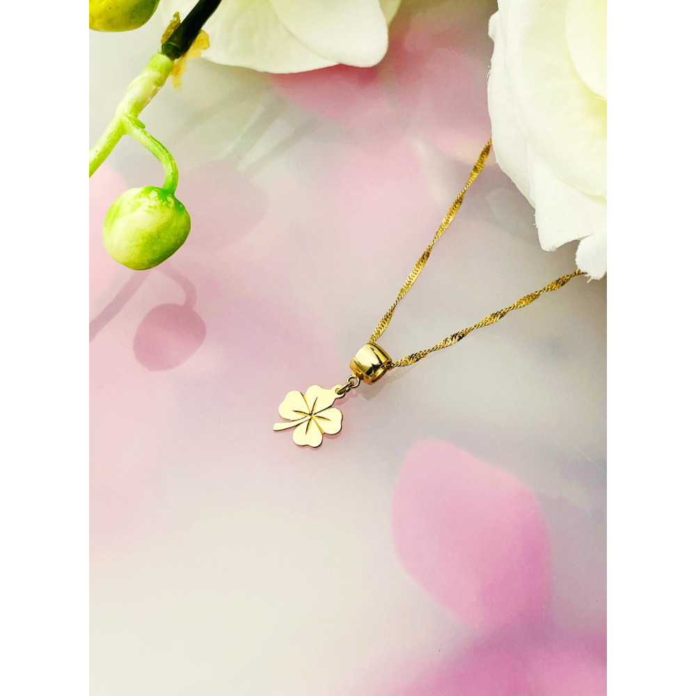 Złota zawieszka charms koniczynka