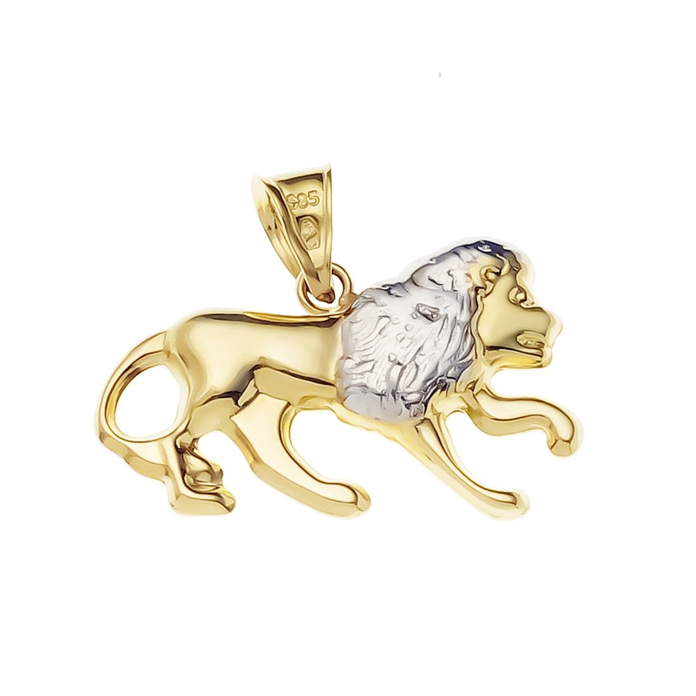 Anhänger Löwe Sternzeichen Tierkreiszeichen Horoskop Kettenanhänger Bicolor Zweifarbig Gold Goldanhänger