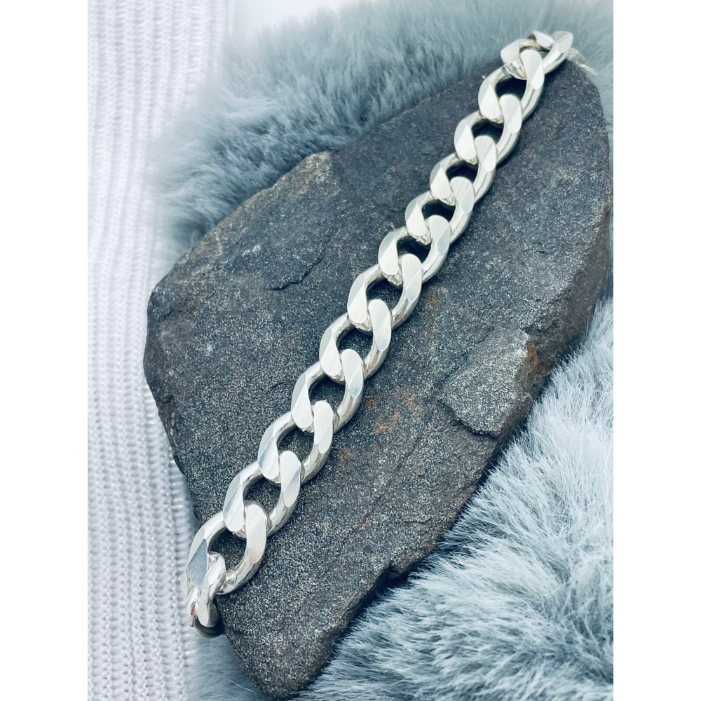 Srebrna bransoletka pancerka pełna frezowana cuban