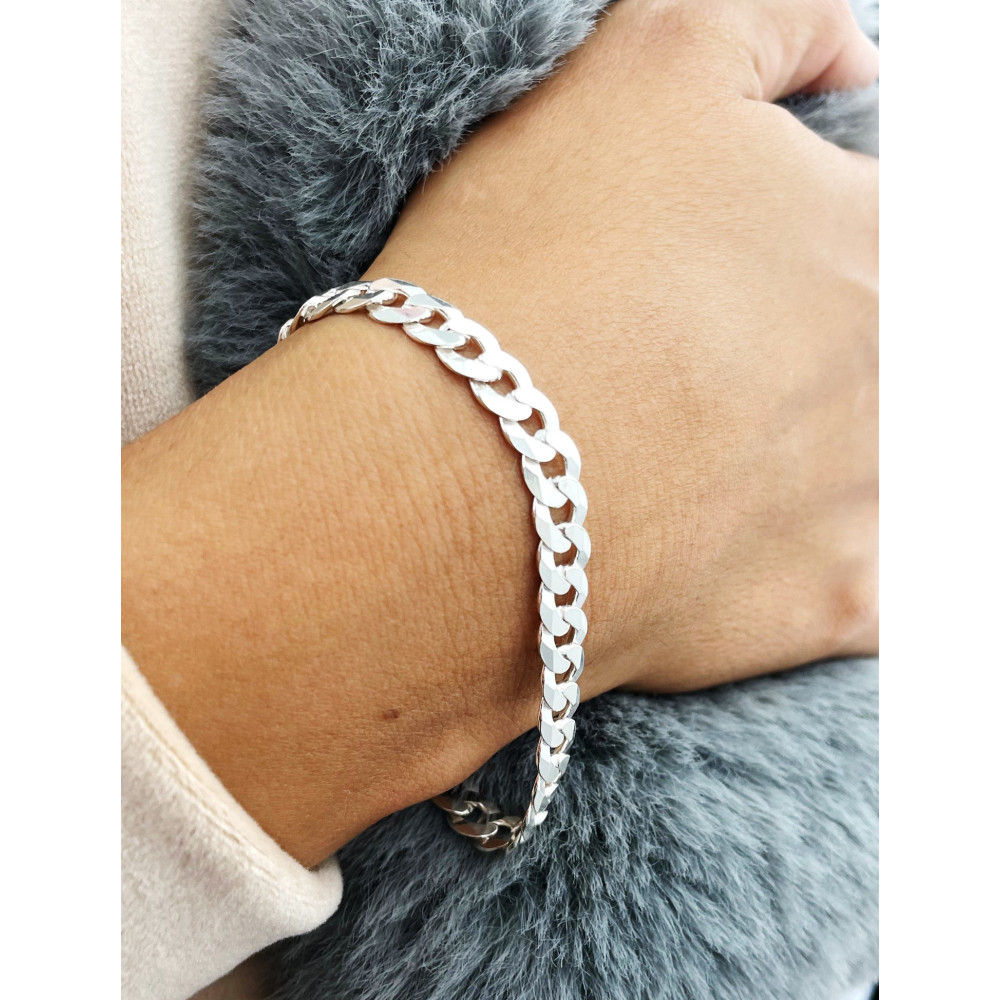 Srebrna bransoletka pancerka pełna frezowana cuban