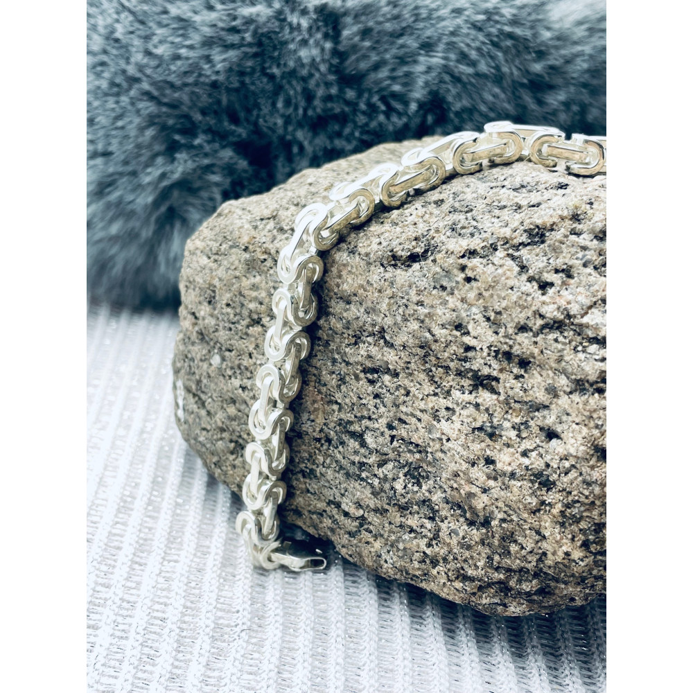 Srebrna bransoletka splot Królewski Bizantyjski