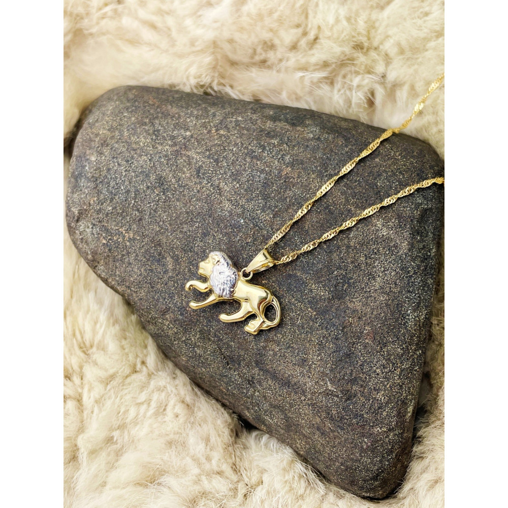 Złoty wisiorek zawieszka znak zodiaku lew figurka