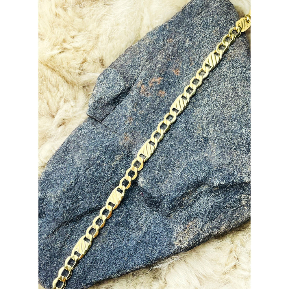 Goldarmbänd Gold Armbänd Armkette Platte Figaro