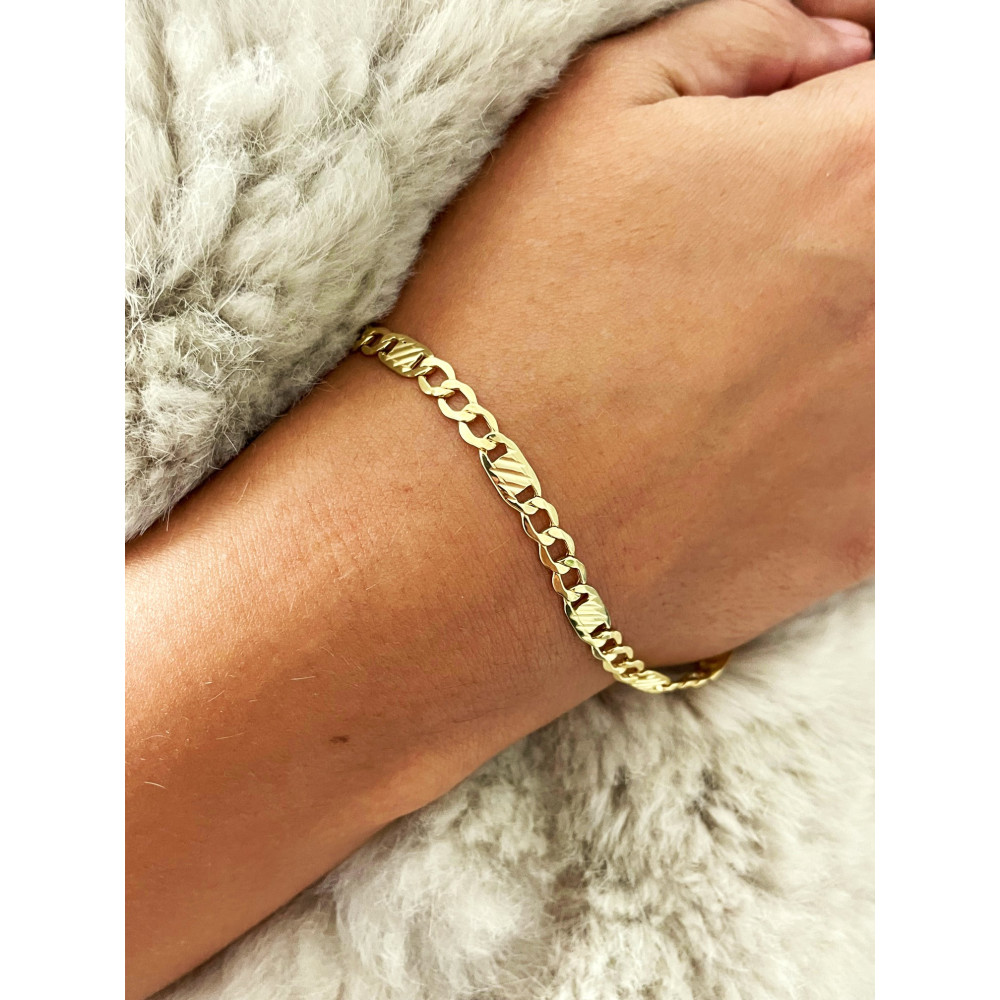 Goldarmbänd Gold Armbänd Armkette Platte Figaro