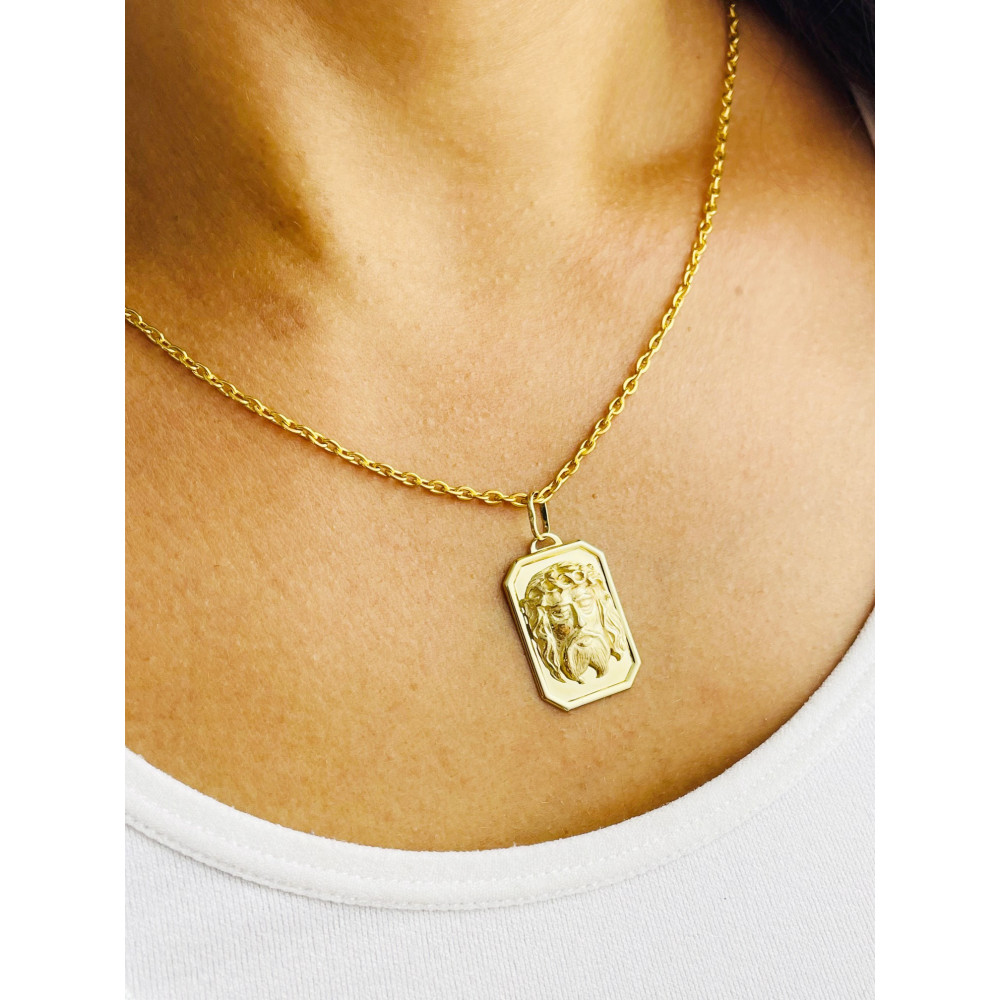 Złoty Medalik Zawieszka Pan Jezus w koronie cierniowej