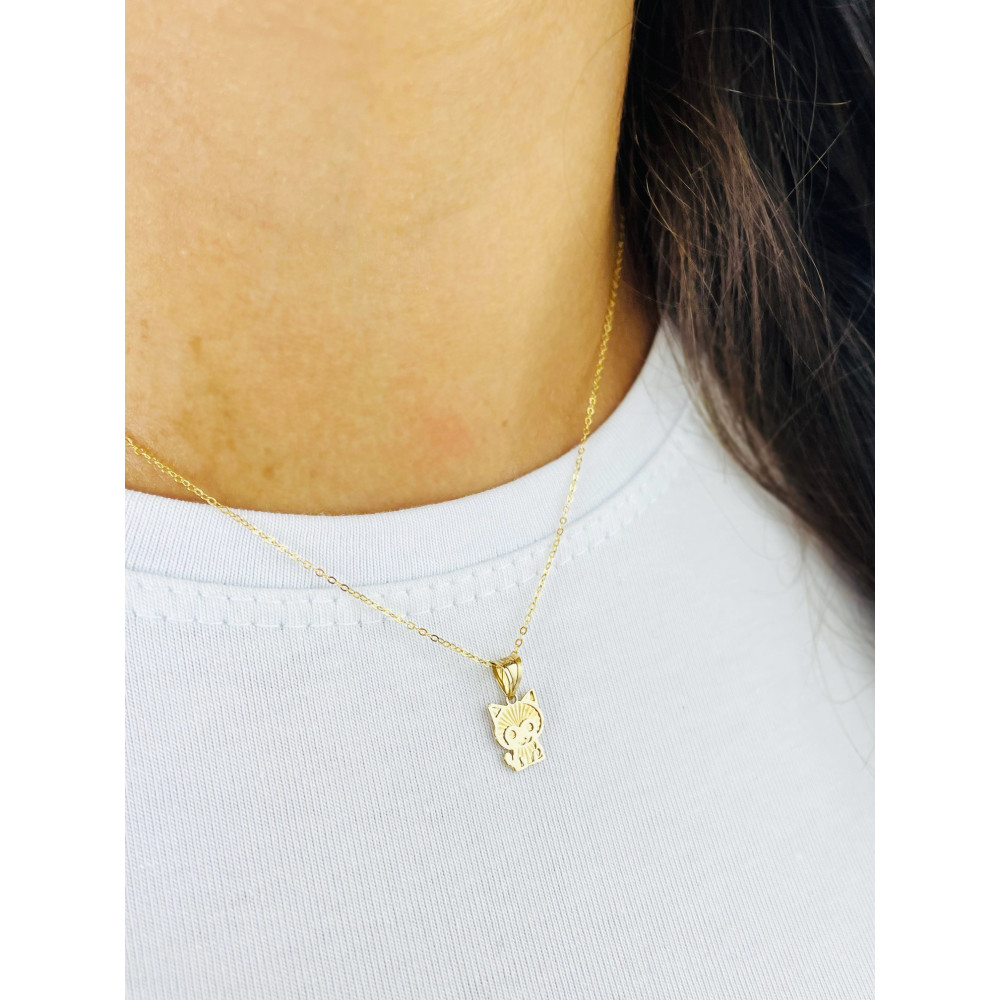 Złoty wisiorek zawieszka kot