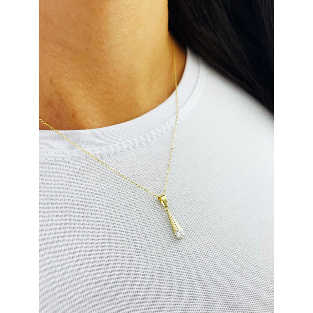 Złoty wisiorek kropelka sopel z cyrkonią