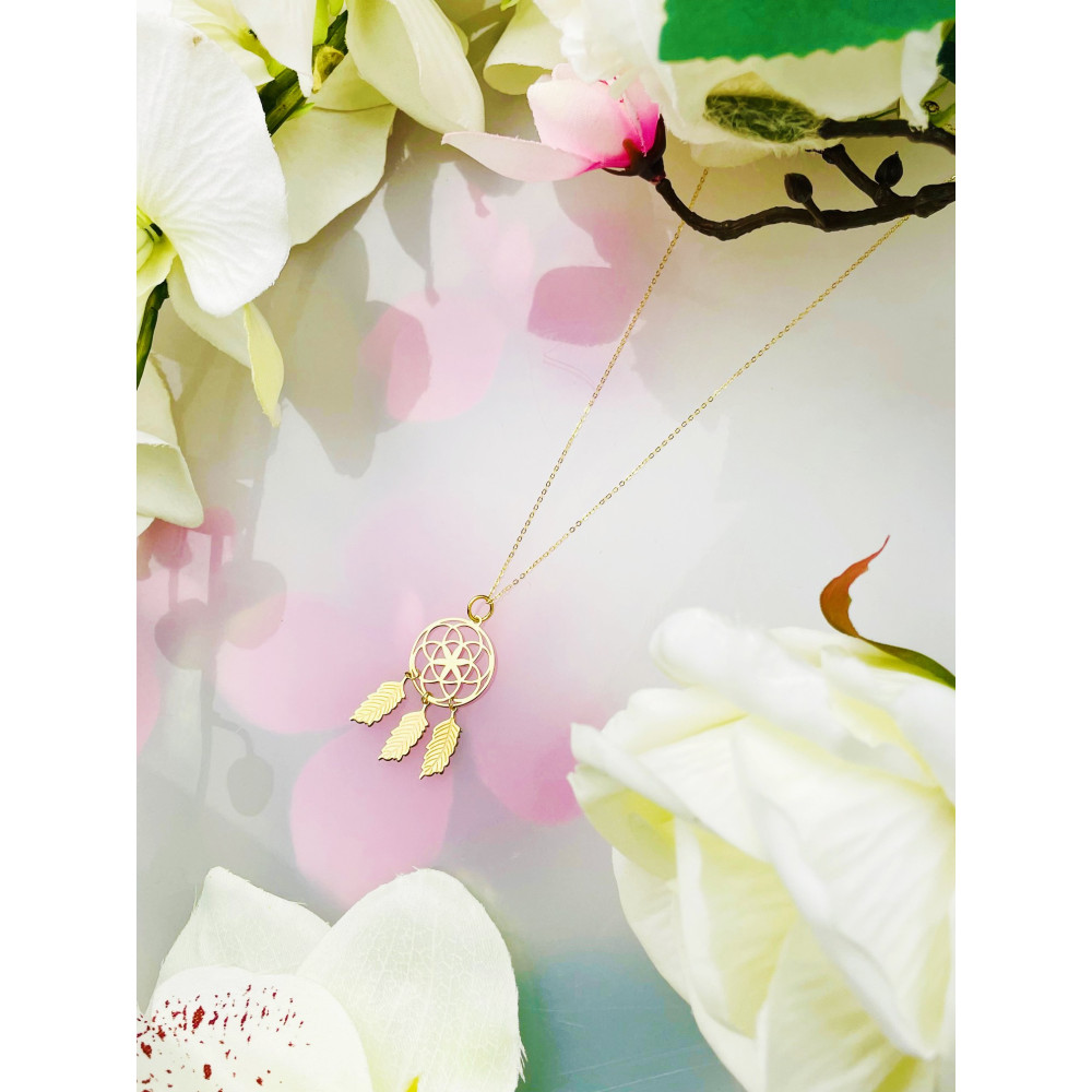 Anhänger Traumfänger Kettenanhänger Gelbgold Goldanhänger 585er 14KT