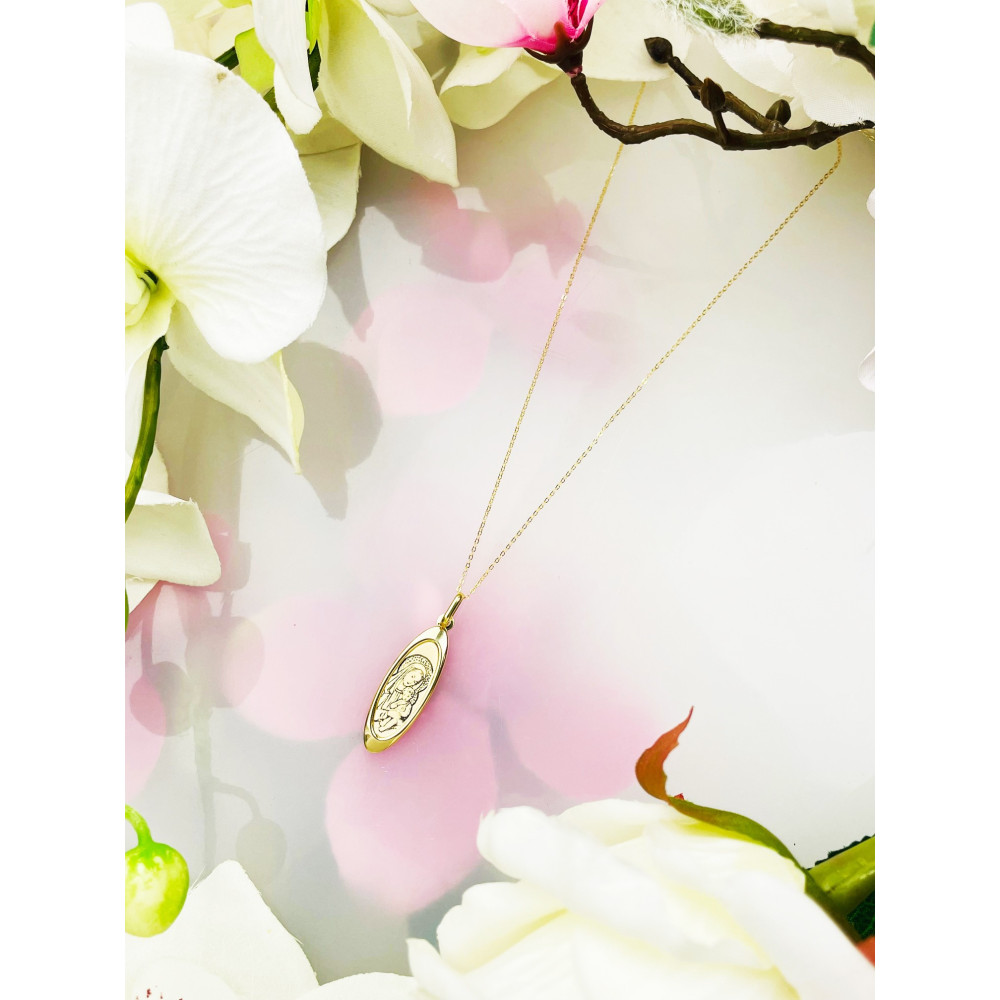 Anhänger Jesus Christus Madonna Maria mit Jesuskind Kettenanhänger Gelbgold 585 14K