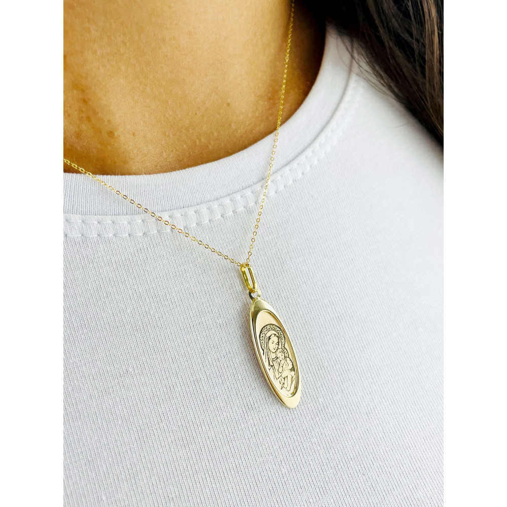 Anhänger Jesus Christus Madonna Maria mit Jesuskind Kettenanhänger Gelbgold 585 14K