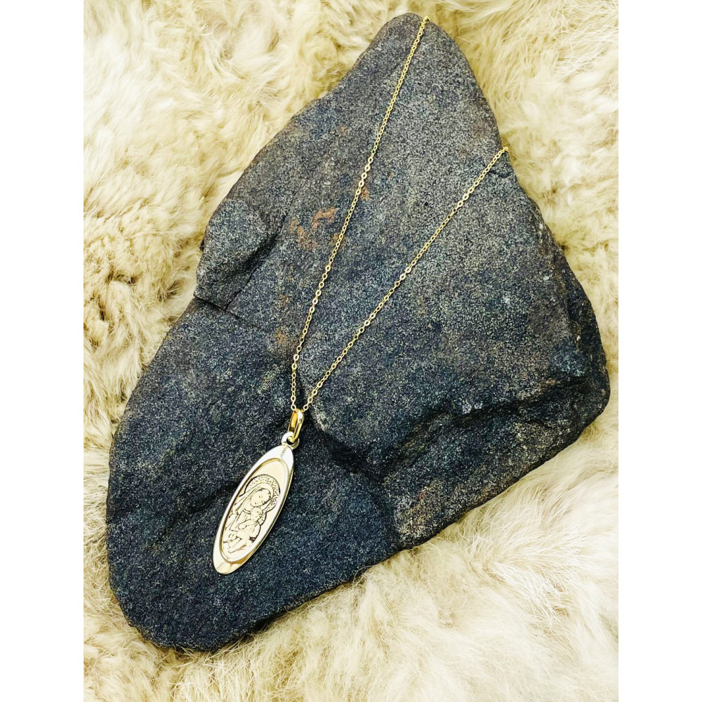 Złoty Medalik Zawieszka Matka Boska z Dzieciątkiem Jezus