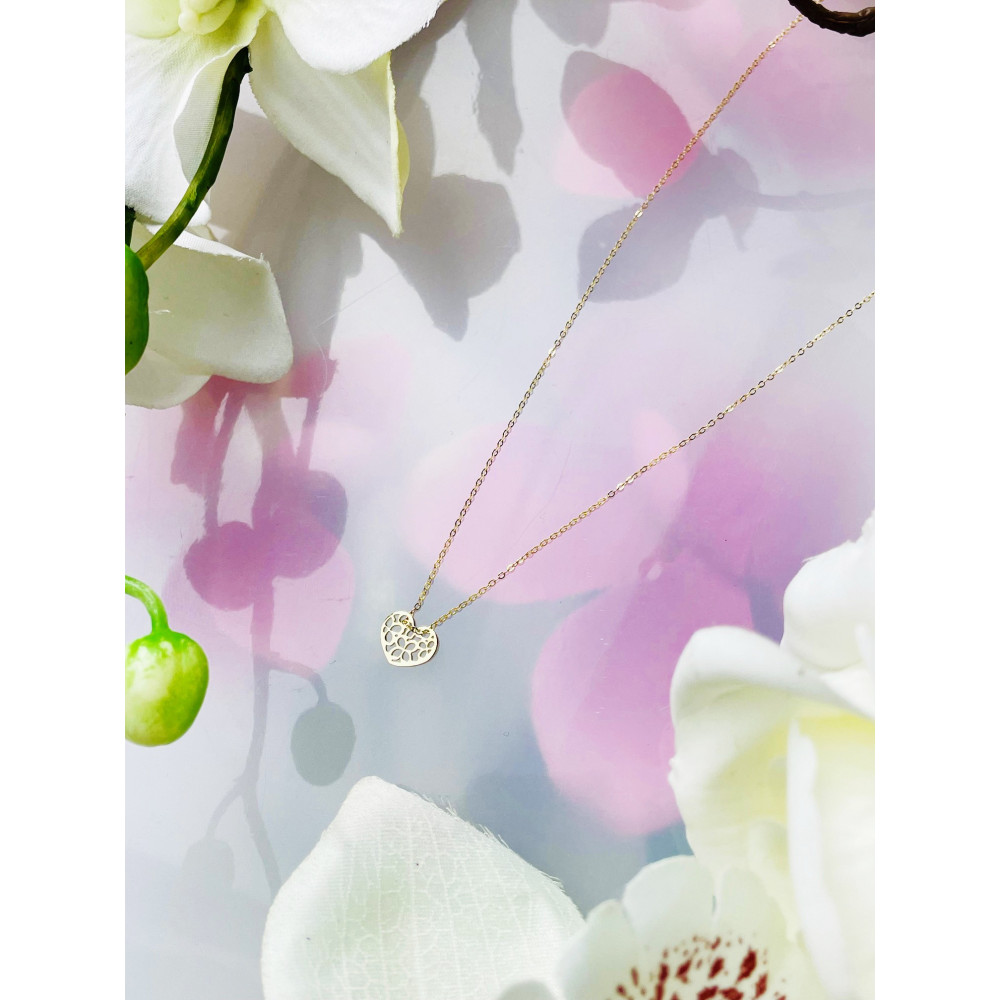 Złoty naszyjnik ażurowe serce