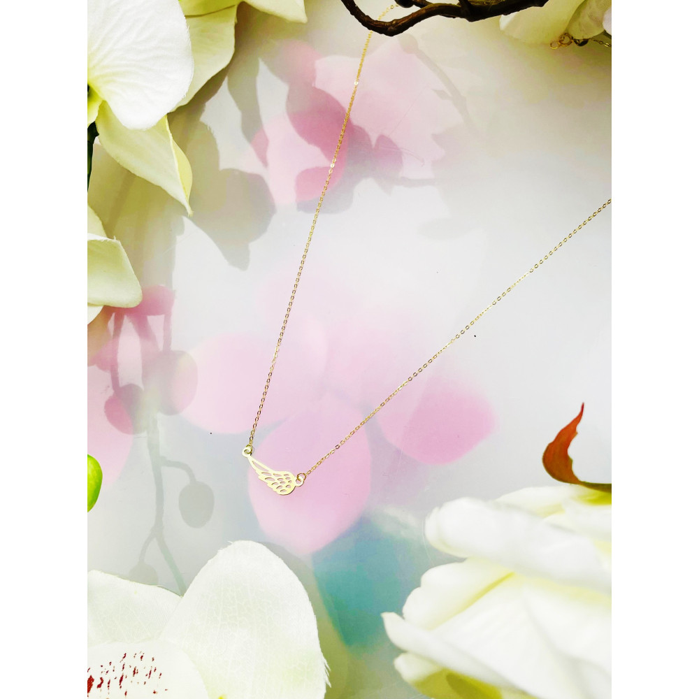 Złoty naszyjnik celebrytka ażurowe skrzydło