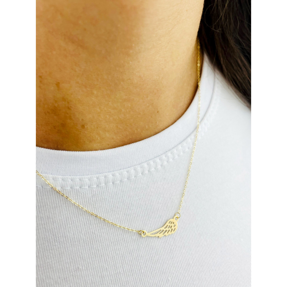 Złoty naszyjnik celebrytka ażurowe skrzydło