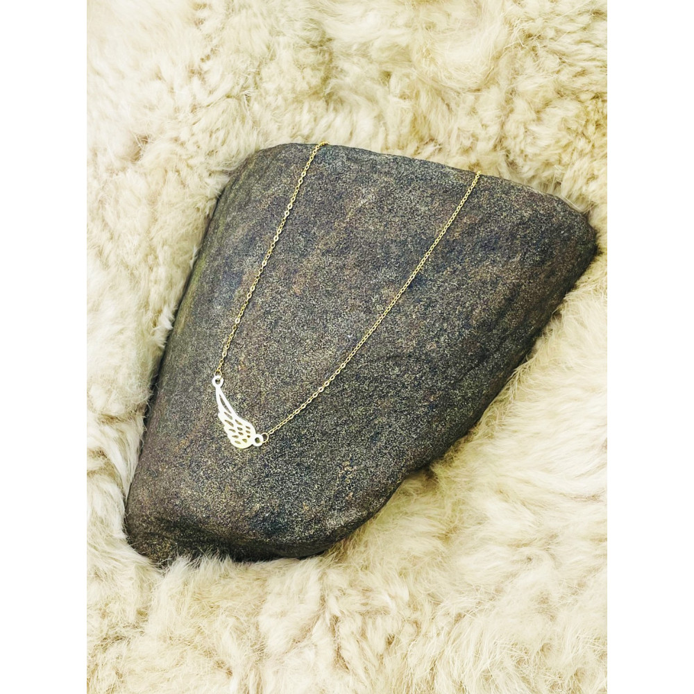 Złoty naszyjnik celebrytka ażurowe skrzydło