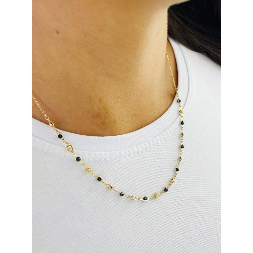 Złoty naszyjnik z onyksem