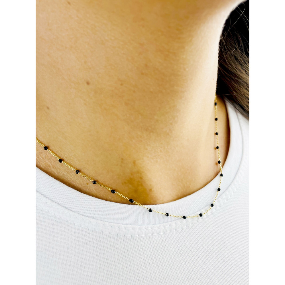 Złoty naszyjnik z onyksem