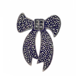 Srebrna broszka kokardka oksydowana