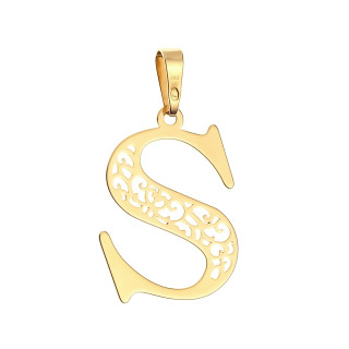 Złoty wisiorek zawieszka literka S ażurowa