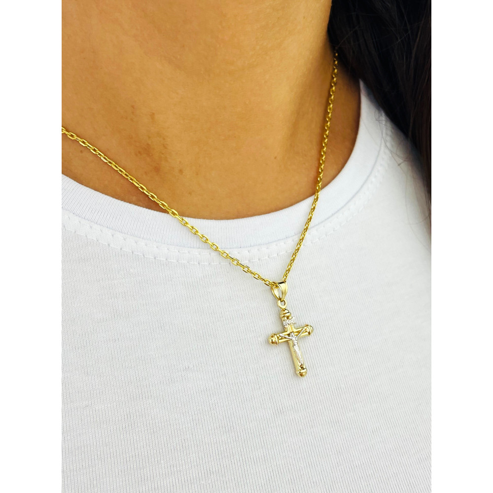 Goldanhänger Kettenanhänger Kreuz  Jesus Christus Goldkreuz Gelbgold 585er 14KT