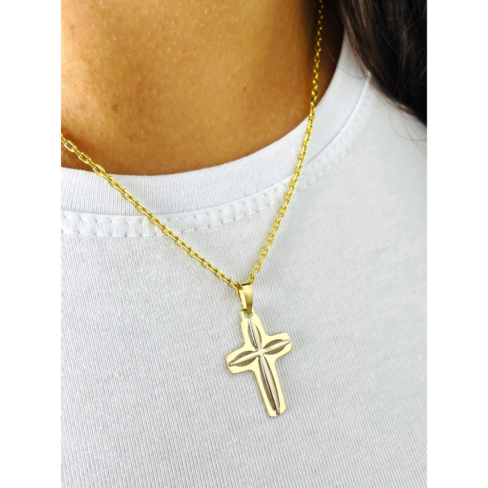 Goldanhänger Kettenanhänger Anhänger Kreuz Goldkreuz Gelbgold Bicolor