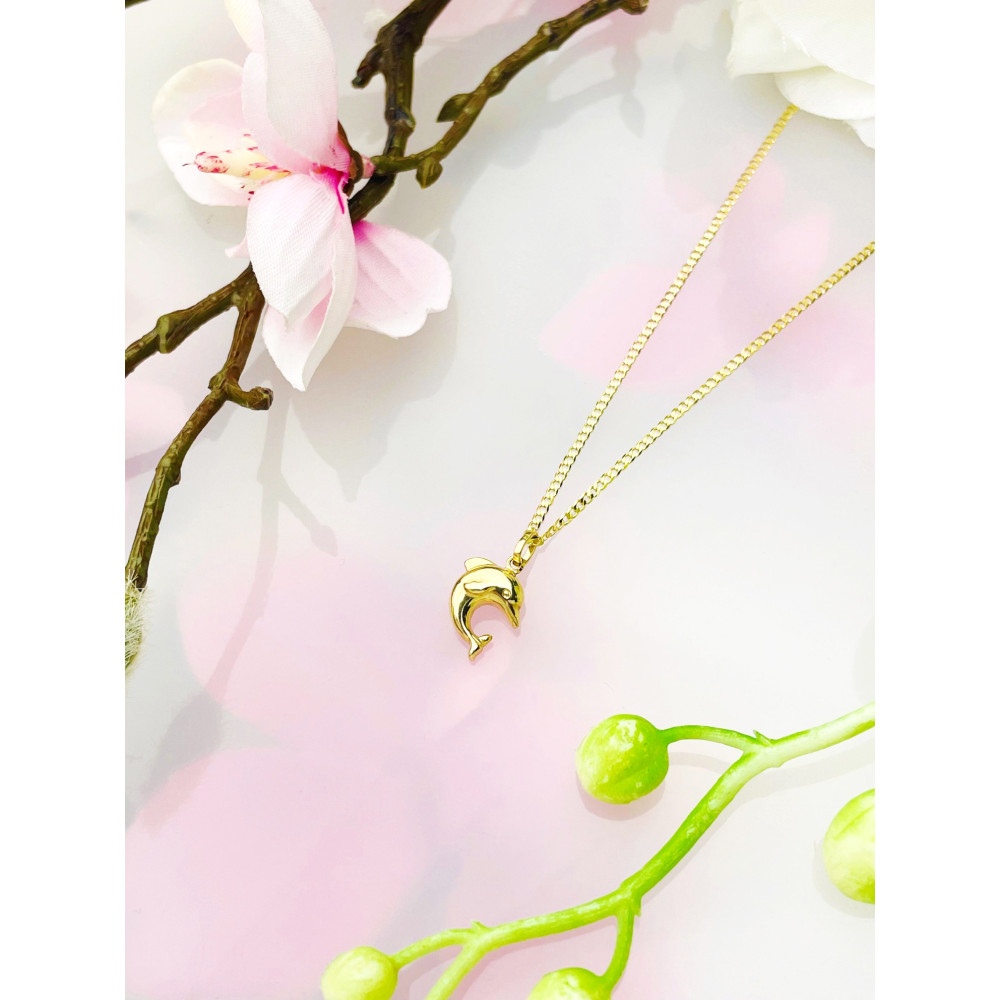 Złoty wisiorek zawieszka delfinek figurka