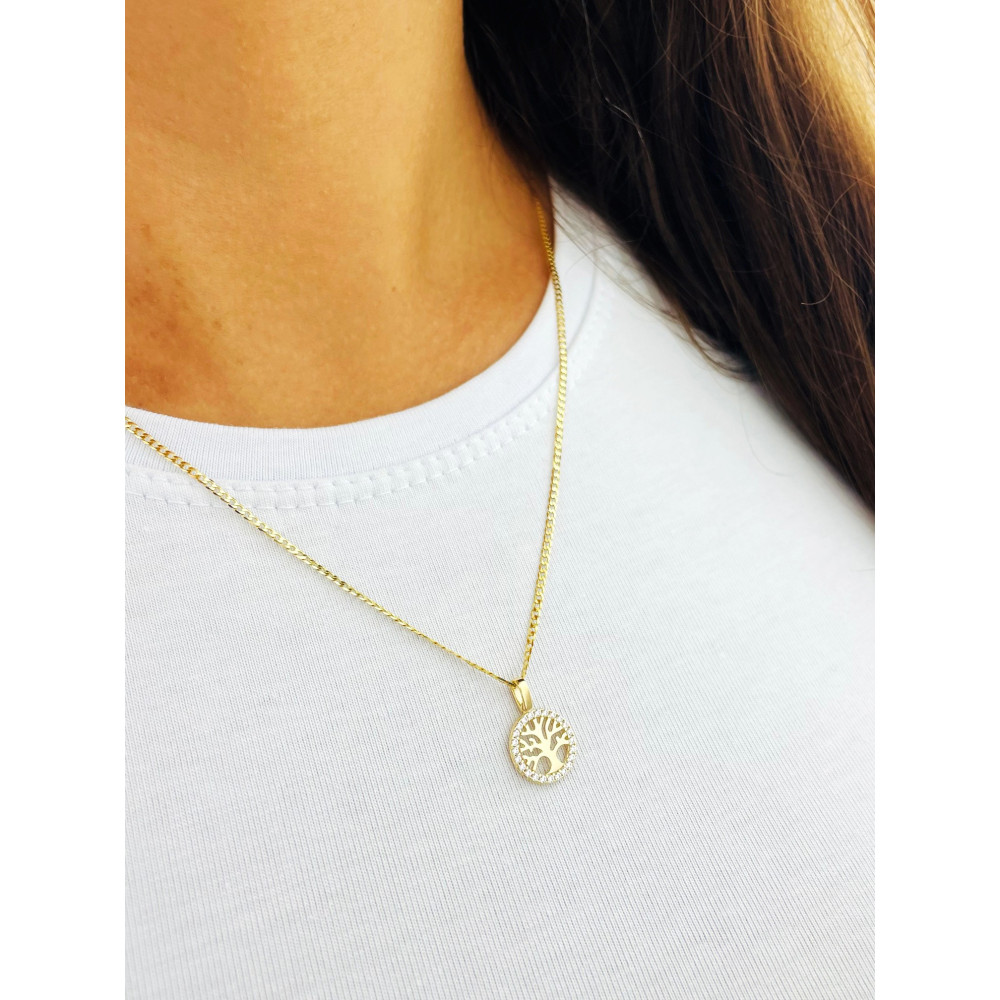 Złoty wisiorek drzewo z cyrkoniami zawieszka drzewko szczęścia