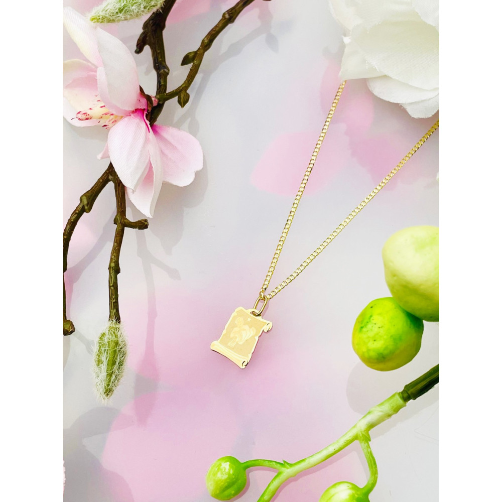 Goldanhänger Gelbgold Papyrus  Wassermann Sternzeichen Tierkreiszeichen Horoskop Kettenanhänger