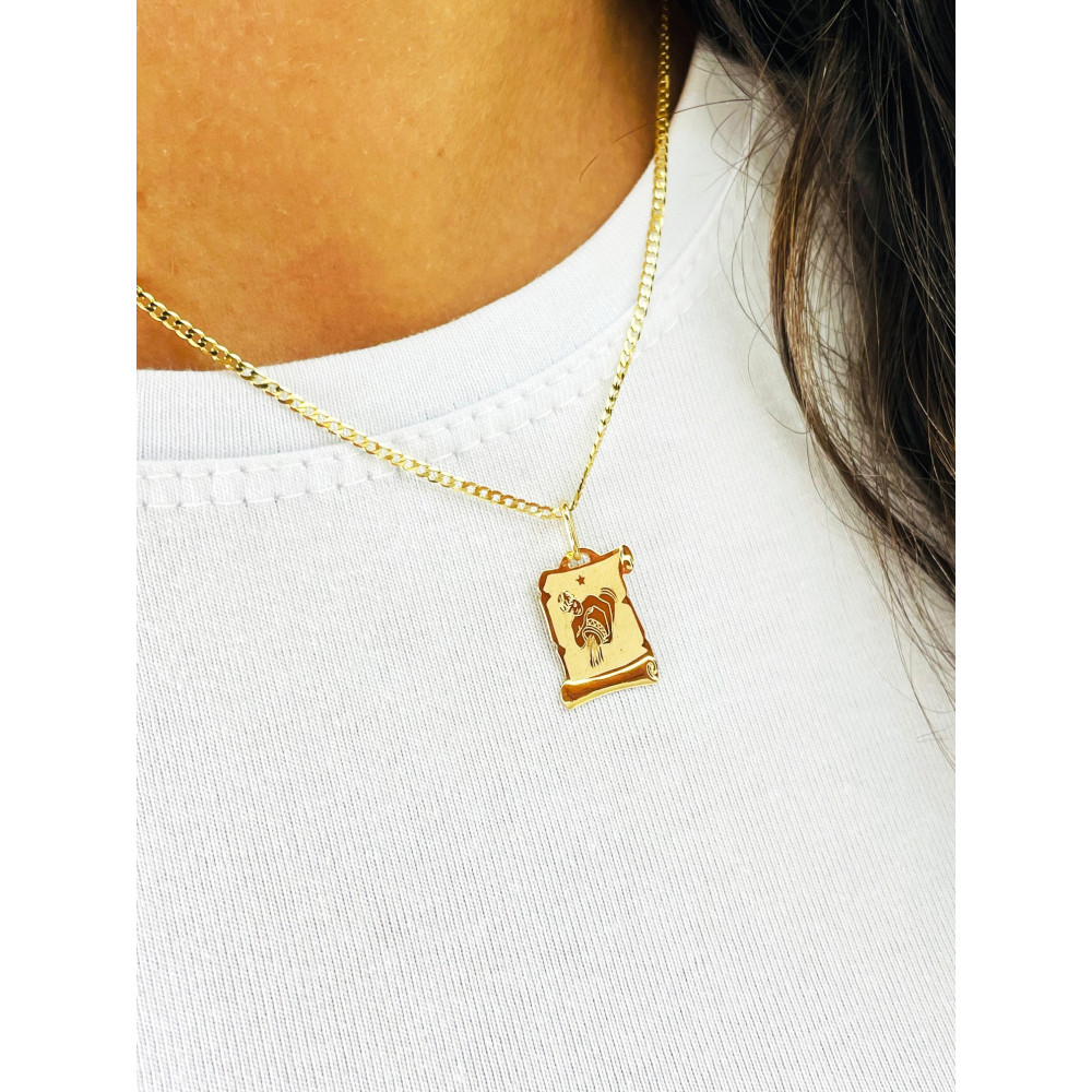 Złoty wisiorek zawieszka papirus znak zodiaku wodnik