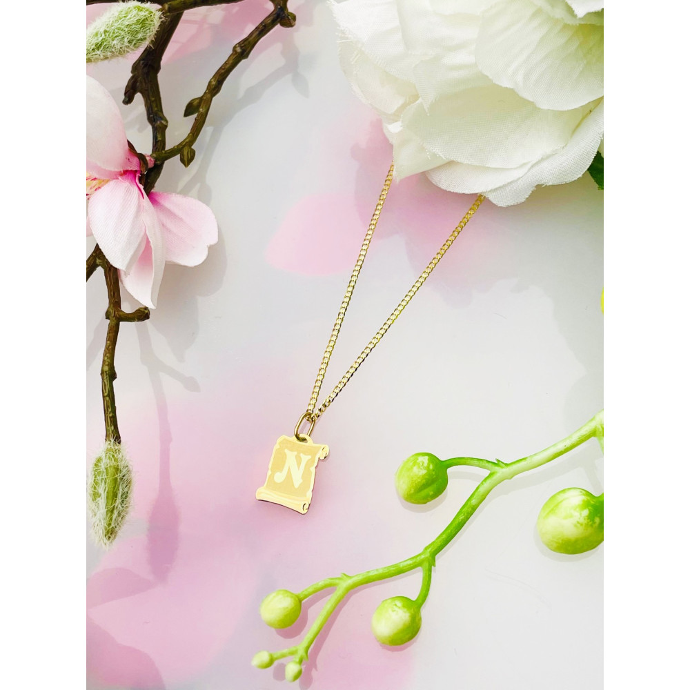 Anhänger Buchstabe N Papyrus Kettenanhänger Goldanhänger Gelbgold